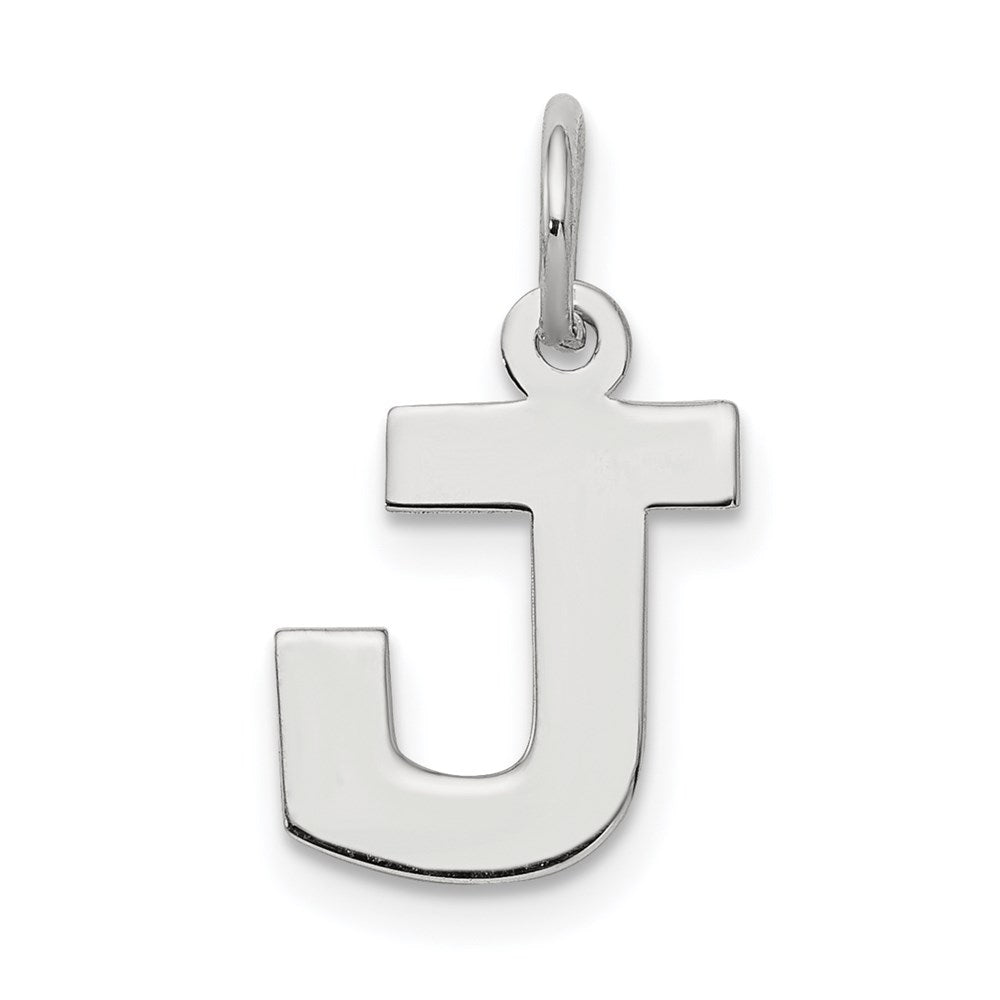 Sterling Silver Rhodium-plated Block Letter J Initial Charm