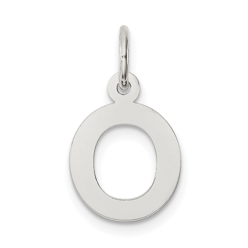 Sterling Silver Rhodium-plated Block Letter O Initial Charm