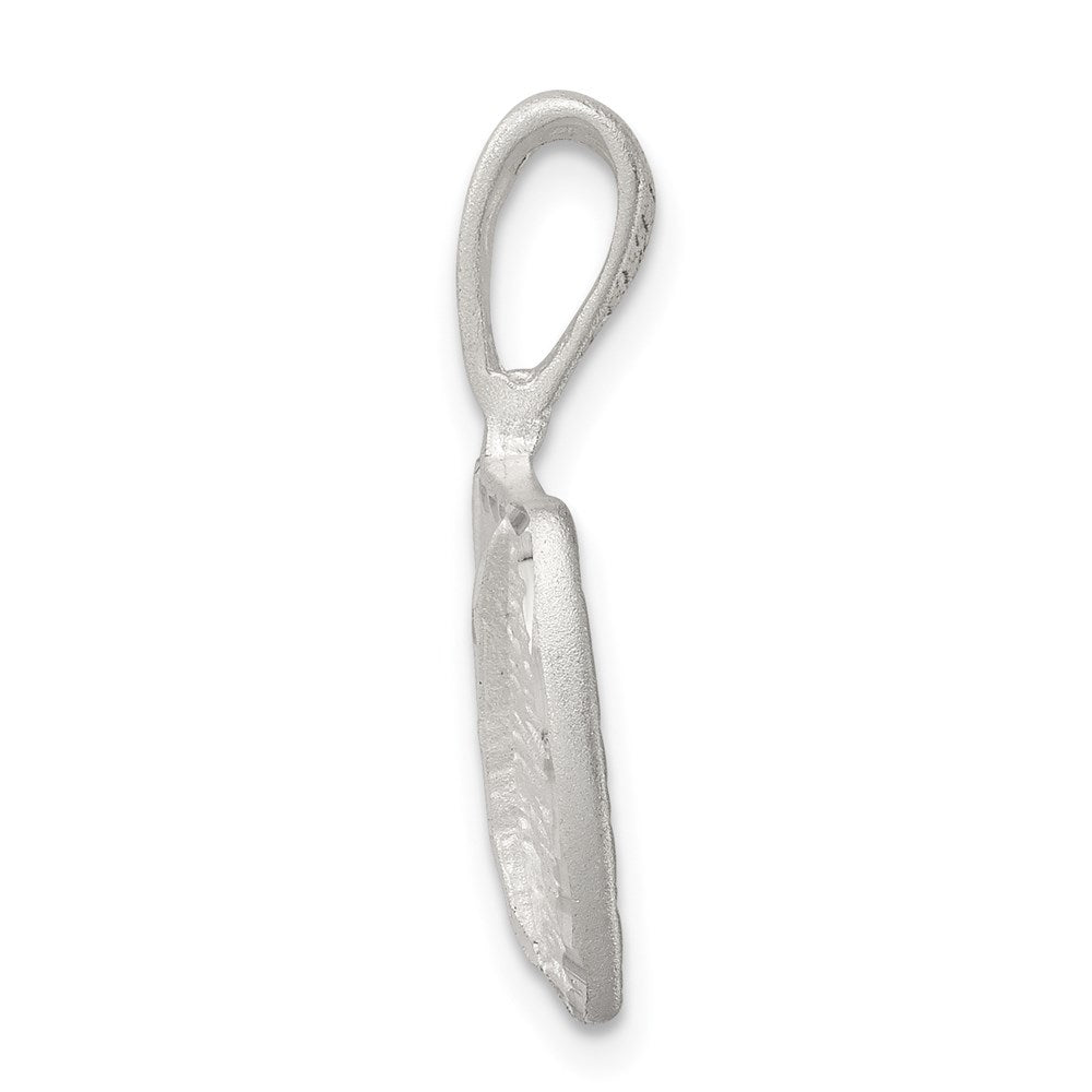 Sterling Silver Satin Finish Diamond Cut Megaphone Pendant