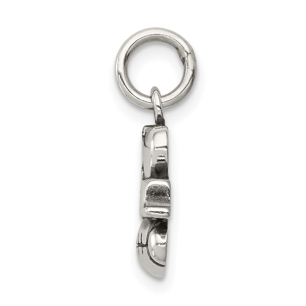 Sterling Silver Antique I (heart) Football Charm