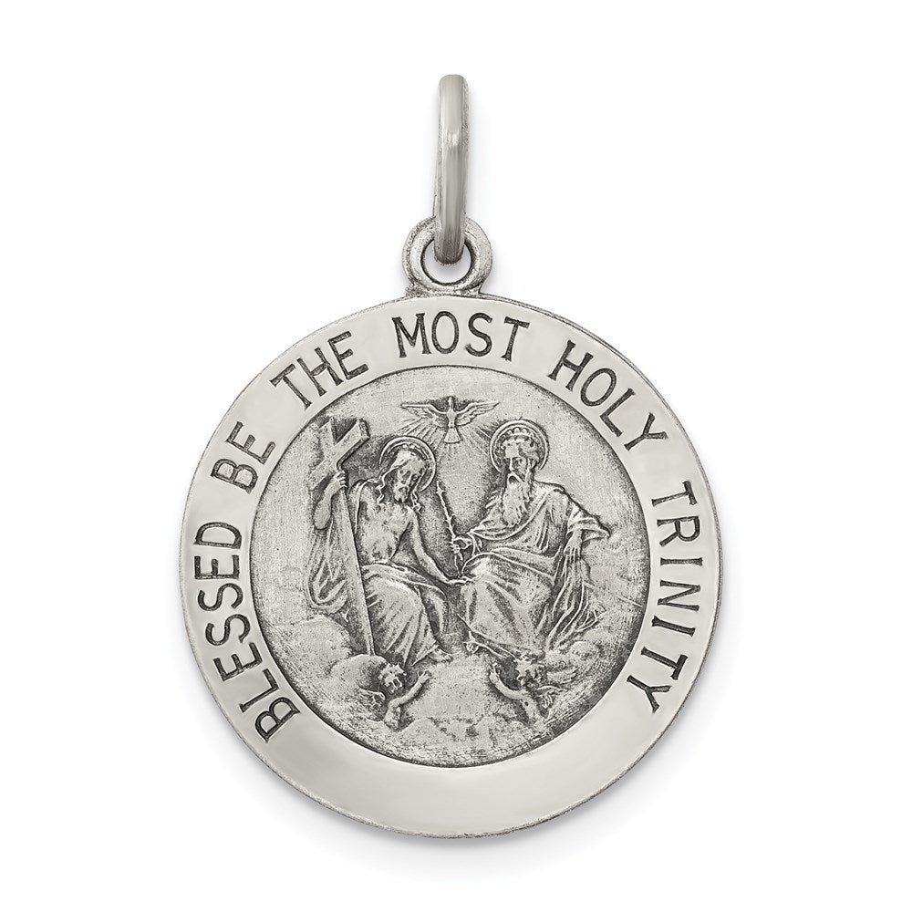 Sterling Silver Antiqued Holy Trinity Medal