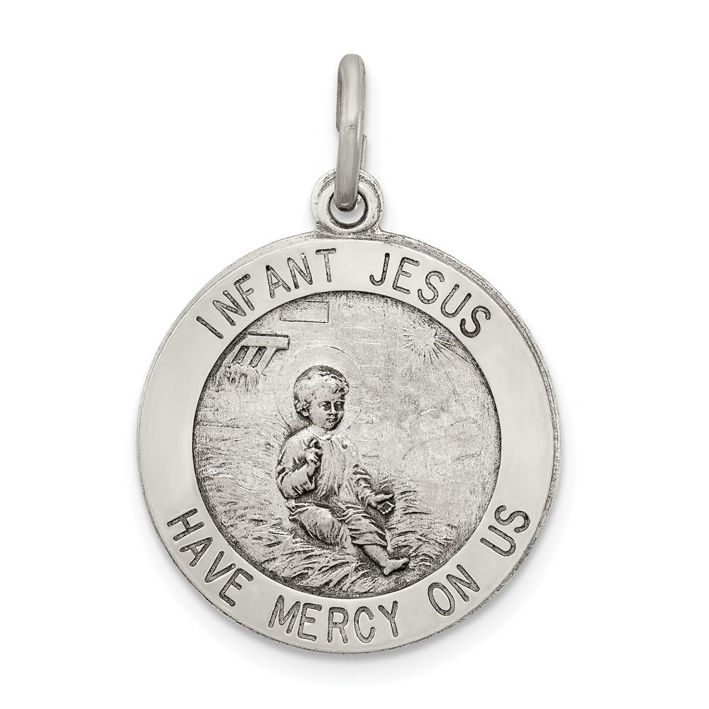 Sterling Silver Antiqued Infant Jesus Medal