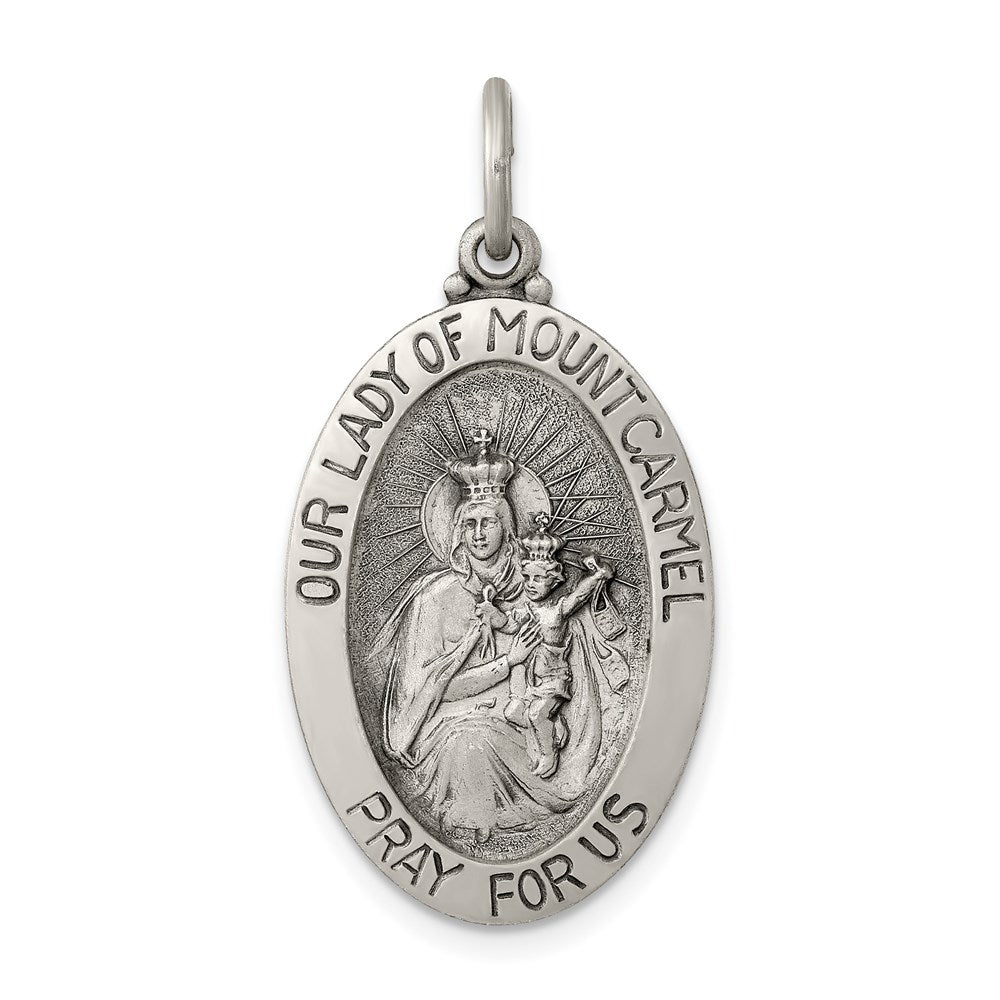 Sterling Silver Antiqued Our Lady of Mount Carmel Medal