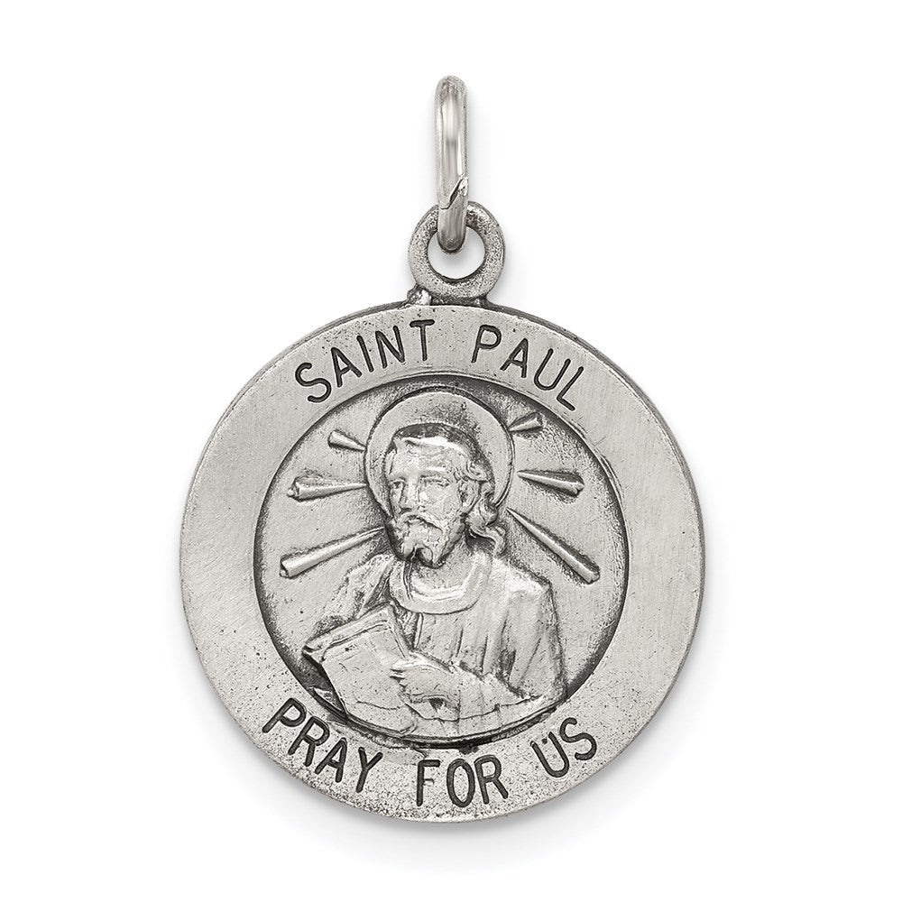 Sterling Silver Antiqued Saint Paul Medal