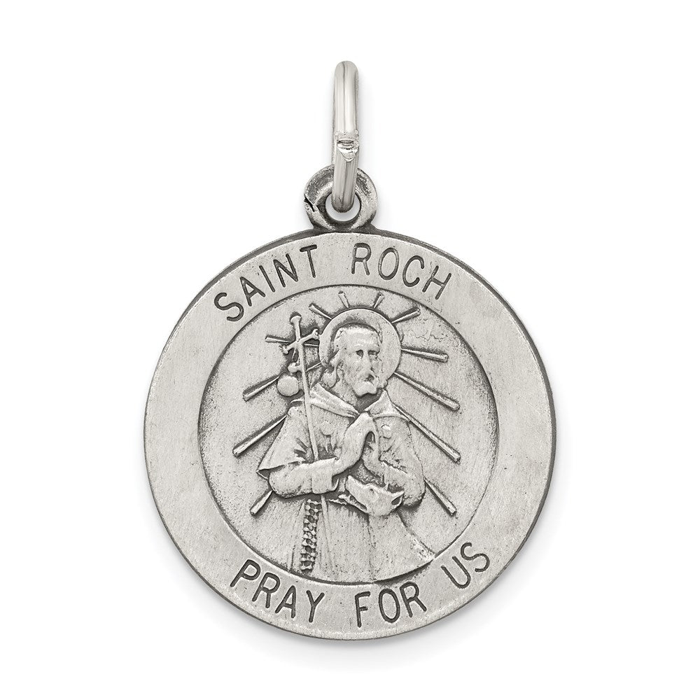 Sterling Silver Antiqued Saint Roch Medal