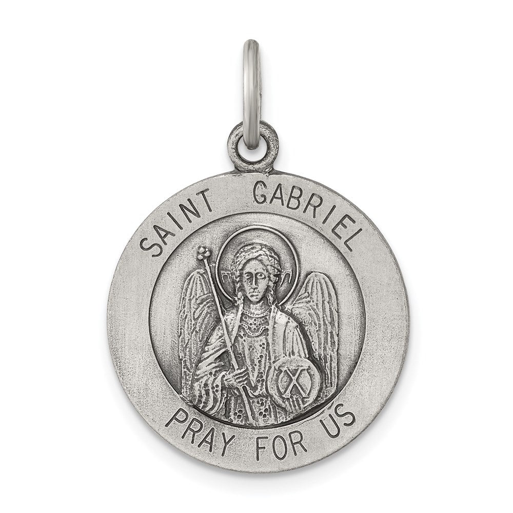 Sterling Silver Antiqued Saint Gabriel Medal