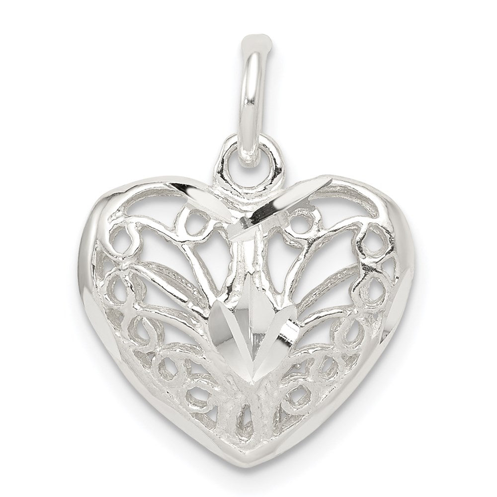 Sterling Silver Filigree Heart Charm