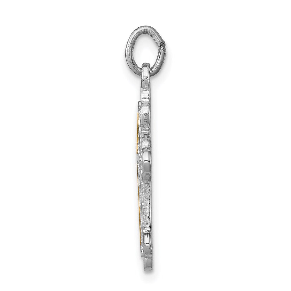 Sterling Silver Rhodium-plated & 18k Gold-plated Cross Charm