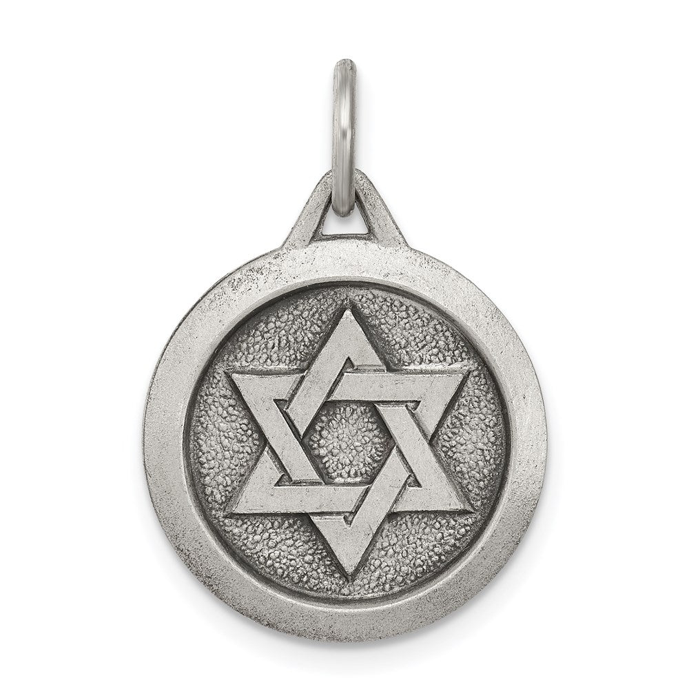 Sterling Silver Antiqued Star of David Medal