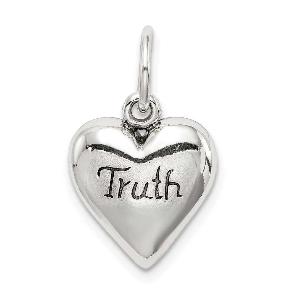 Sterling Silver Antiqued Truth Heart Pendant