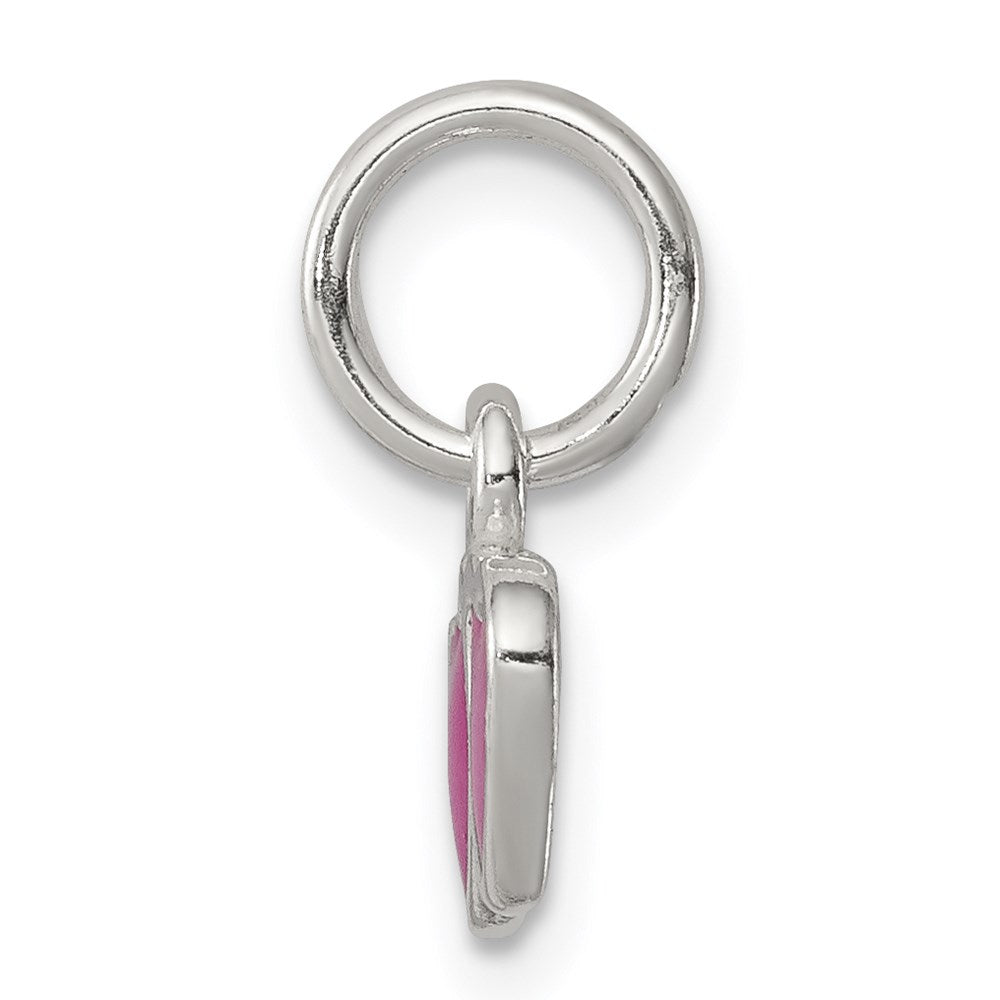 Sterling Silver Pink Enameled Double Heart Charm