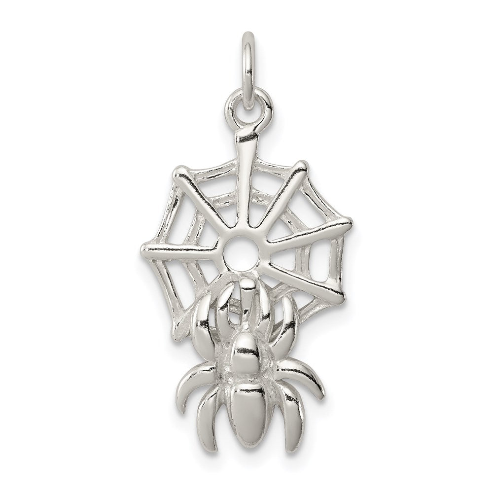 Sterling Silver Spider on Web Charm