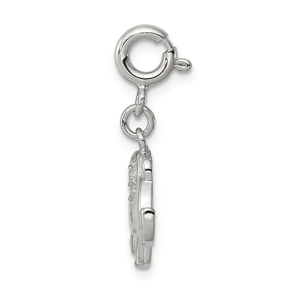 Sterling Silver Rhodium-plated Enameled with CZ Elephant Charm