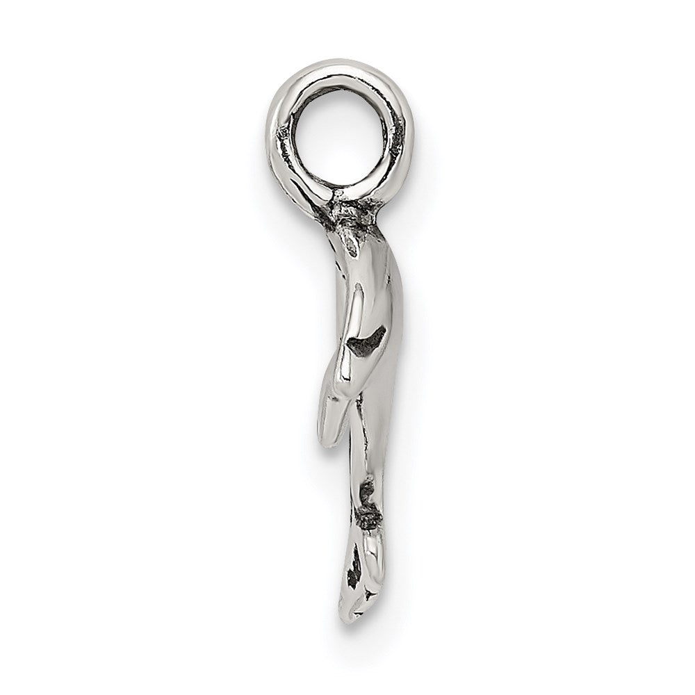 Sterling Silver Antiqued Small Dolphin Charm