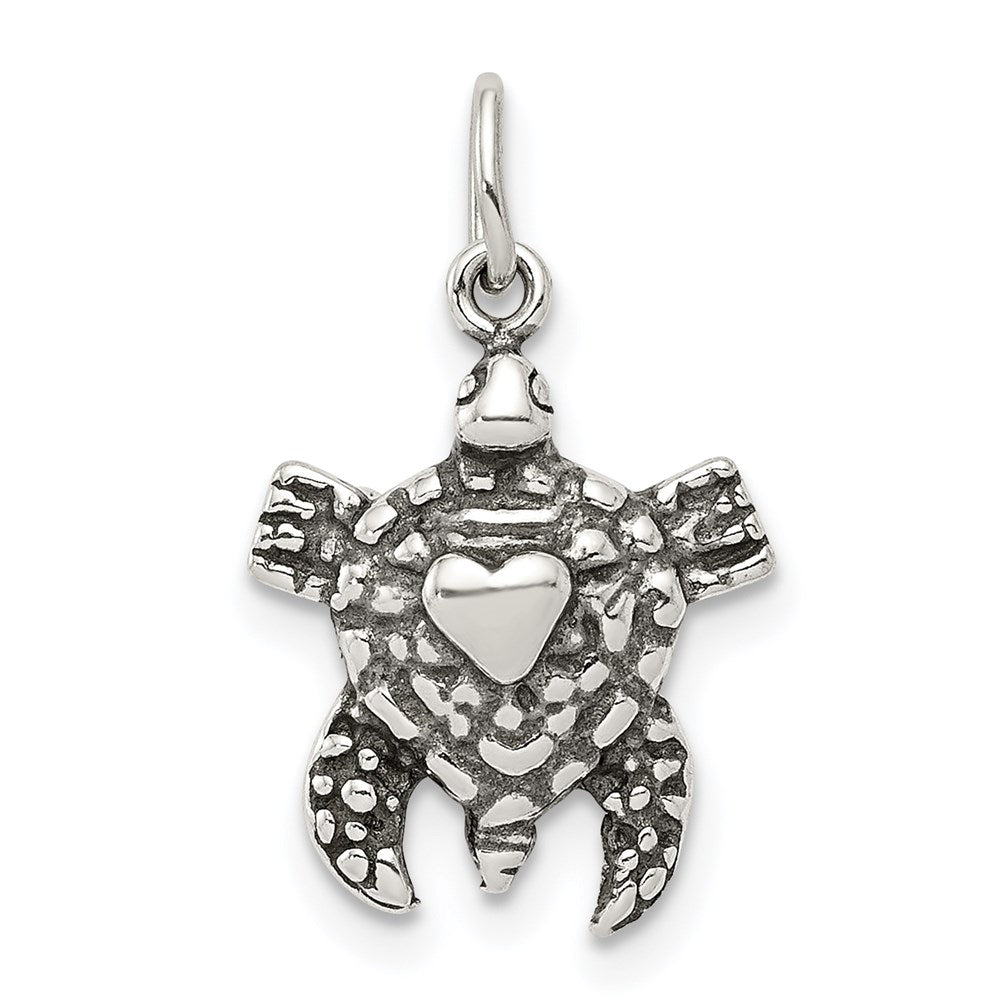 Sterling Silver Antiqued Sea Turtle Charm