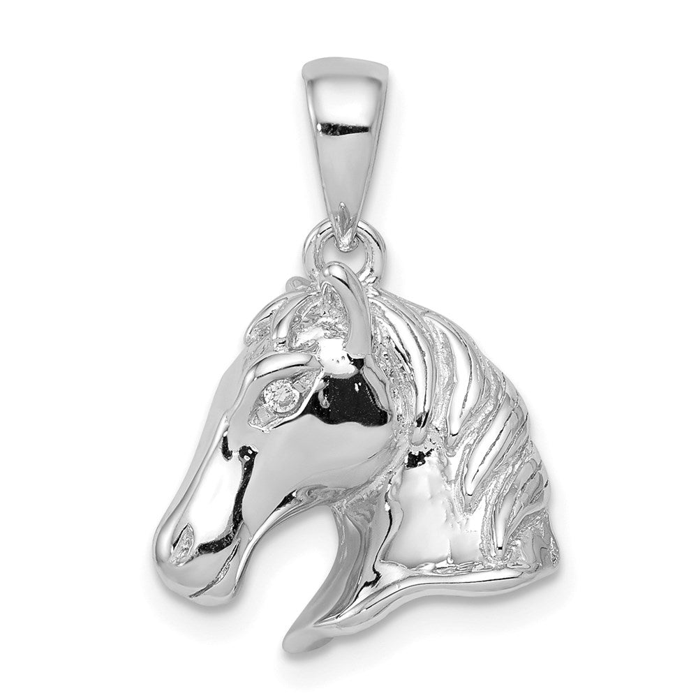 Sterling Silver Rhodium-plated Horse Pendant