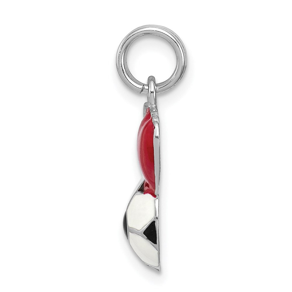 Sterling Silver Rhodium-platedEnamel I Heart Soccer Ball Charm