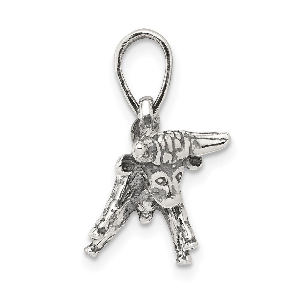 Sterling Silver Antiqued Taurus Zodiac Pendant