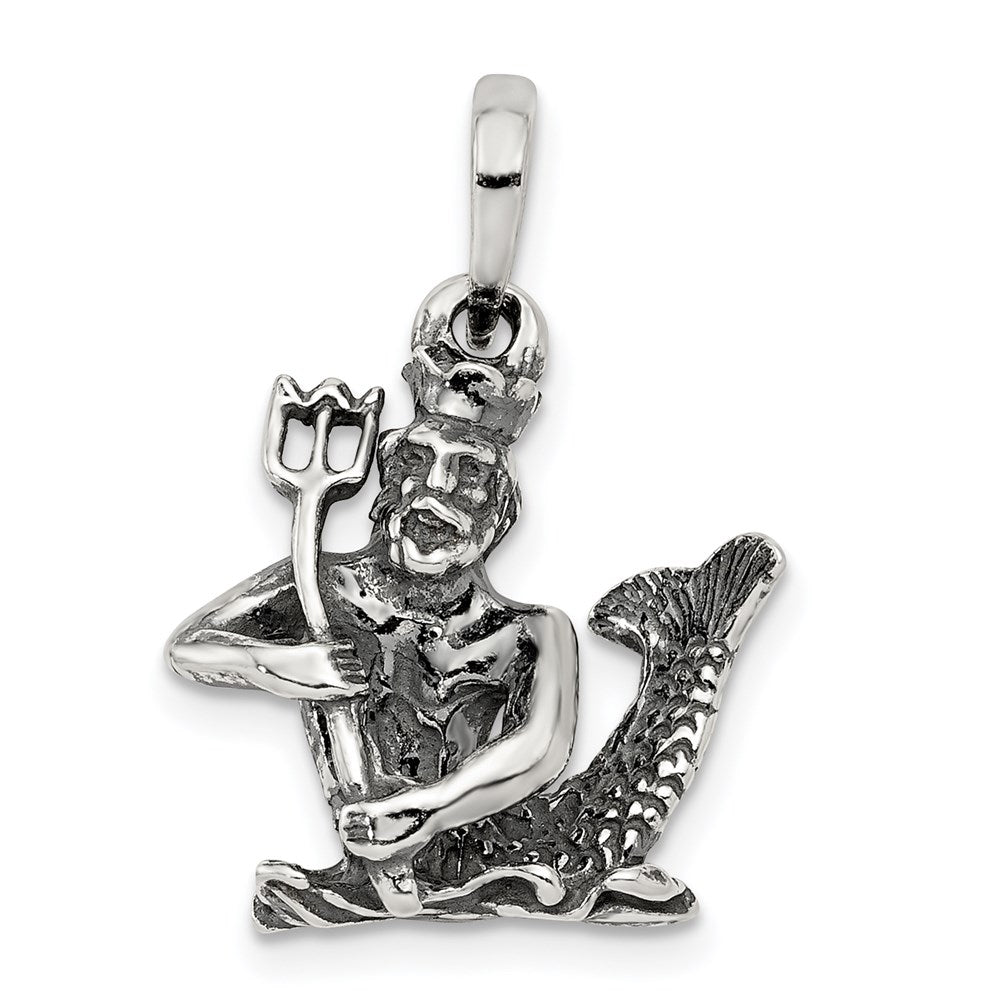 Sterling Silver Antiqued Aquarius Zodiac Pendant