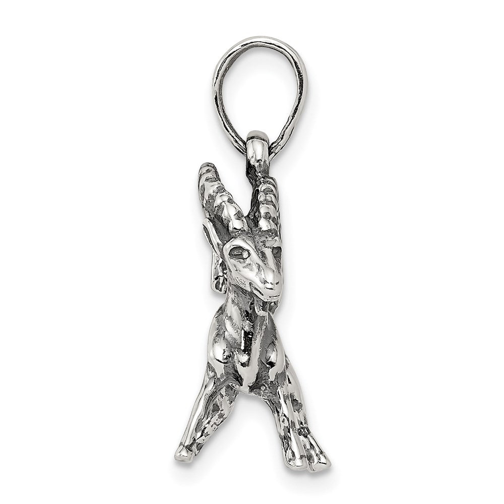 Sterling Silver Antiqued Capricorn Zodiac Pendant