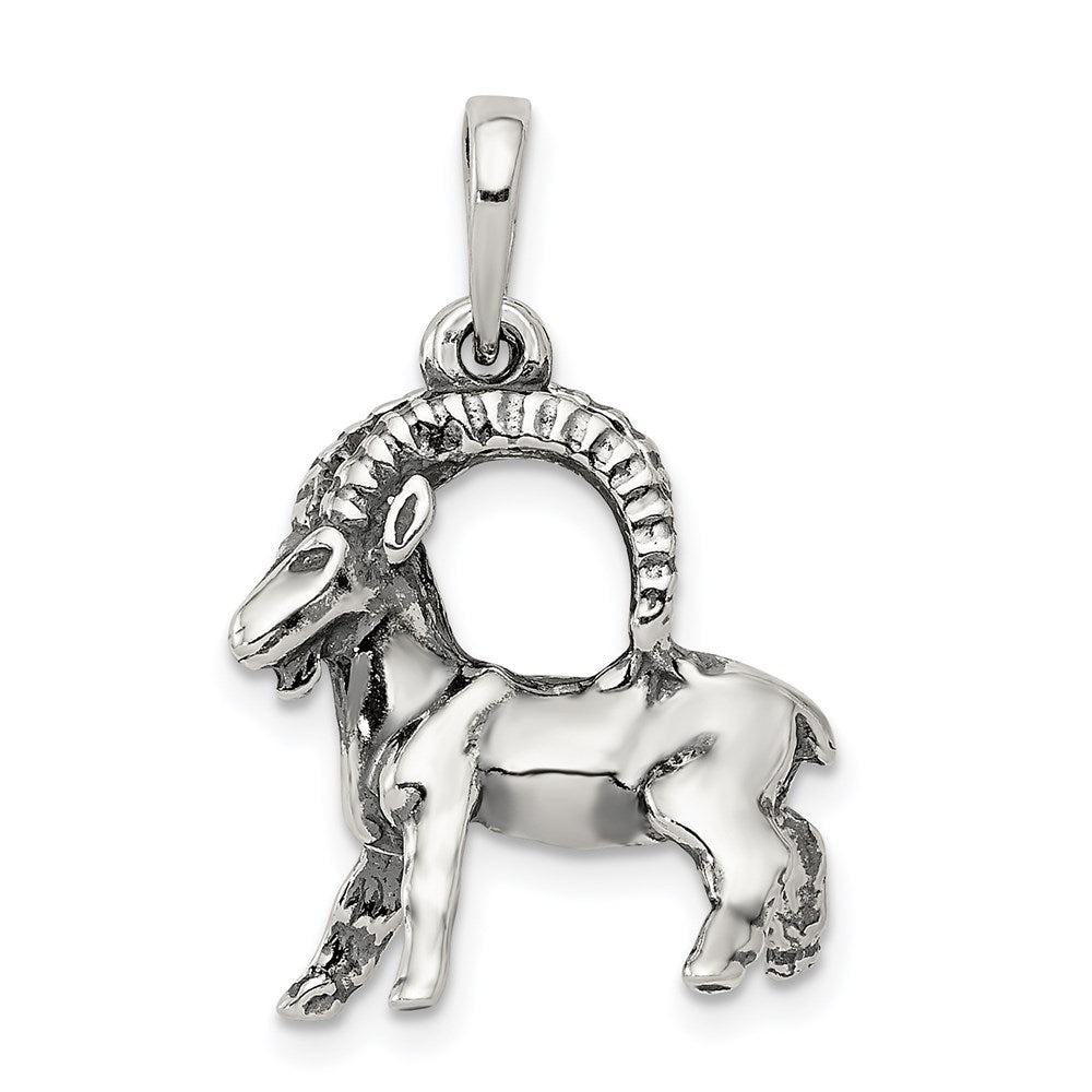 Sterling Silver Antiqued Capricorn Zodiac Pendant