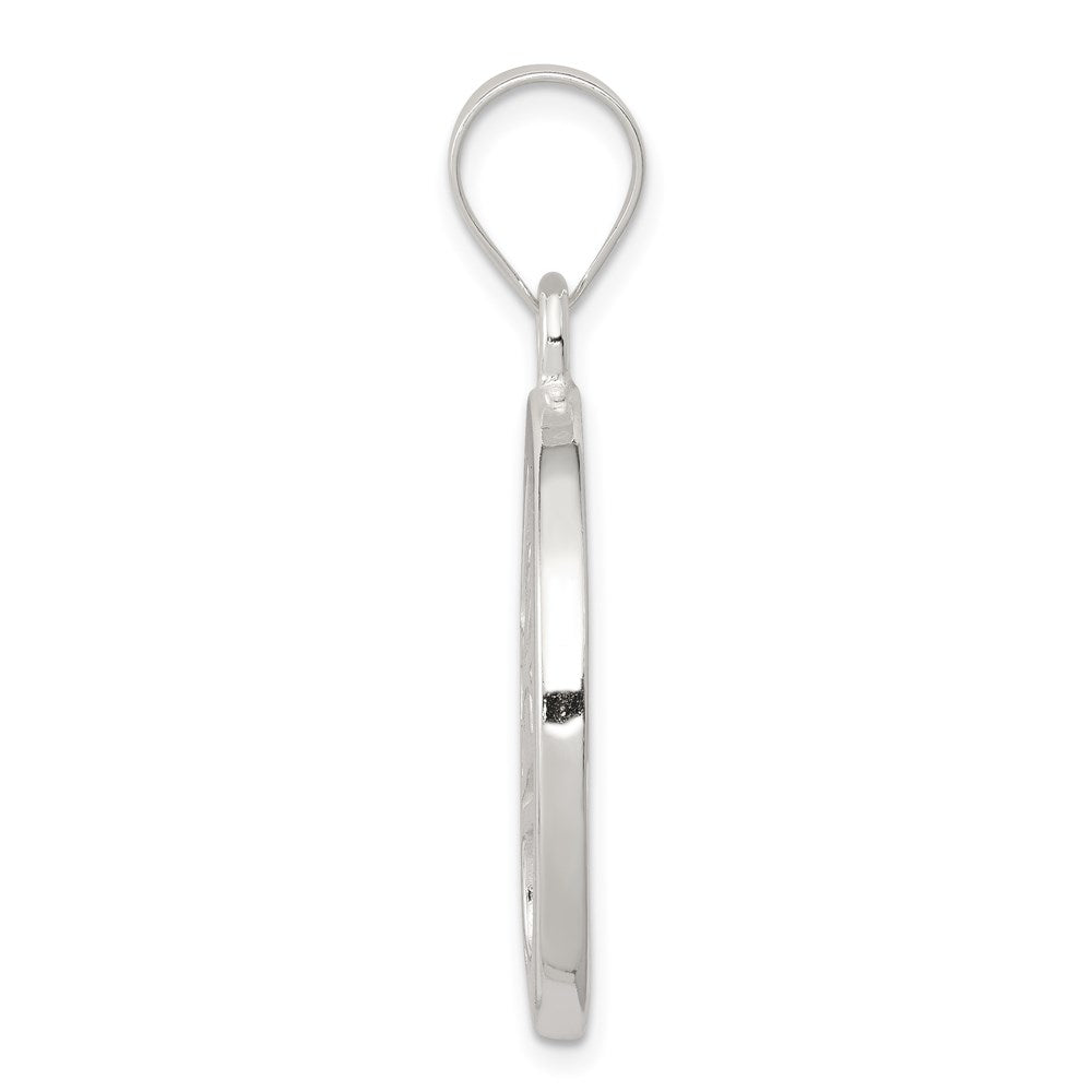 Sterling Silver Rhodium-plated Polished Round Tree Pendant
