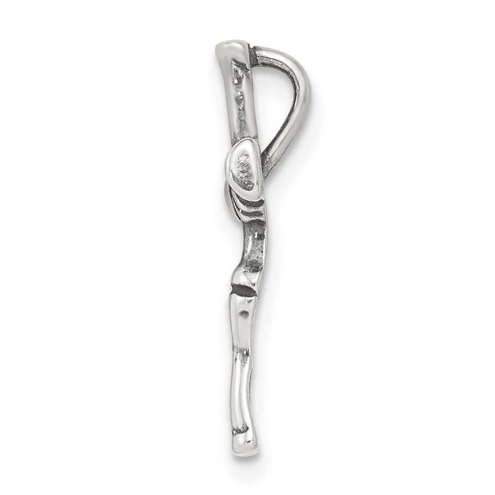 Sterling Silver Antiqued X-Center Bamboo Cross Chain Slide