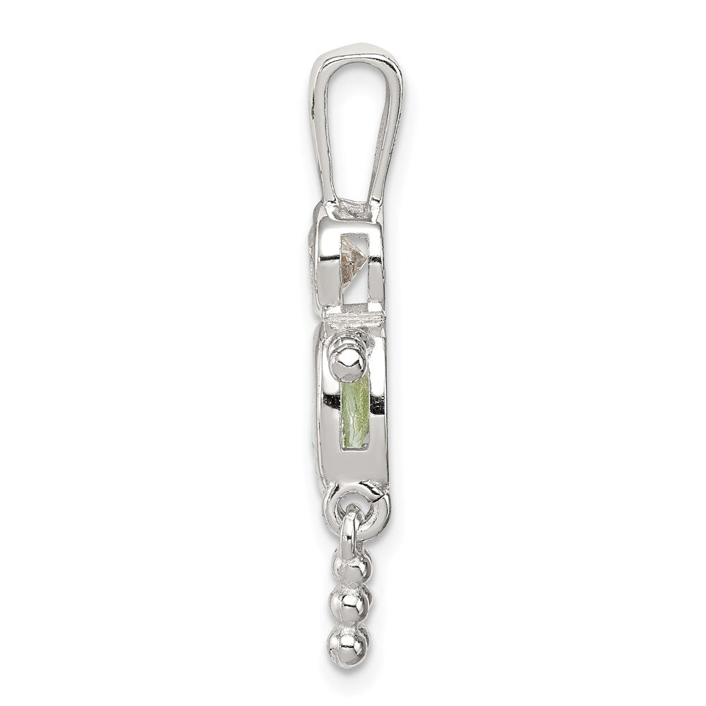 Sterling Silver Rhodium-plated CZ & August Glass Boy Pendant