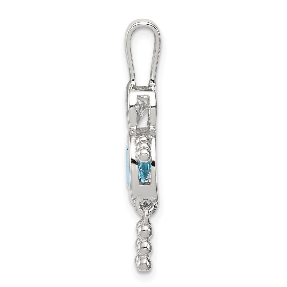 Sterling Silver Rhodium-plated CZ & December Glass Boy Pendant