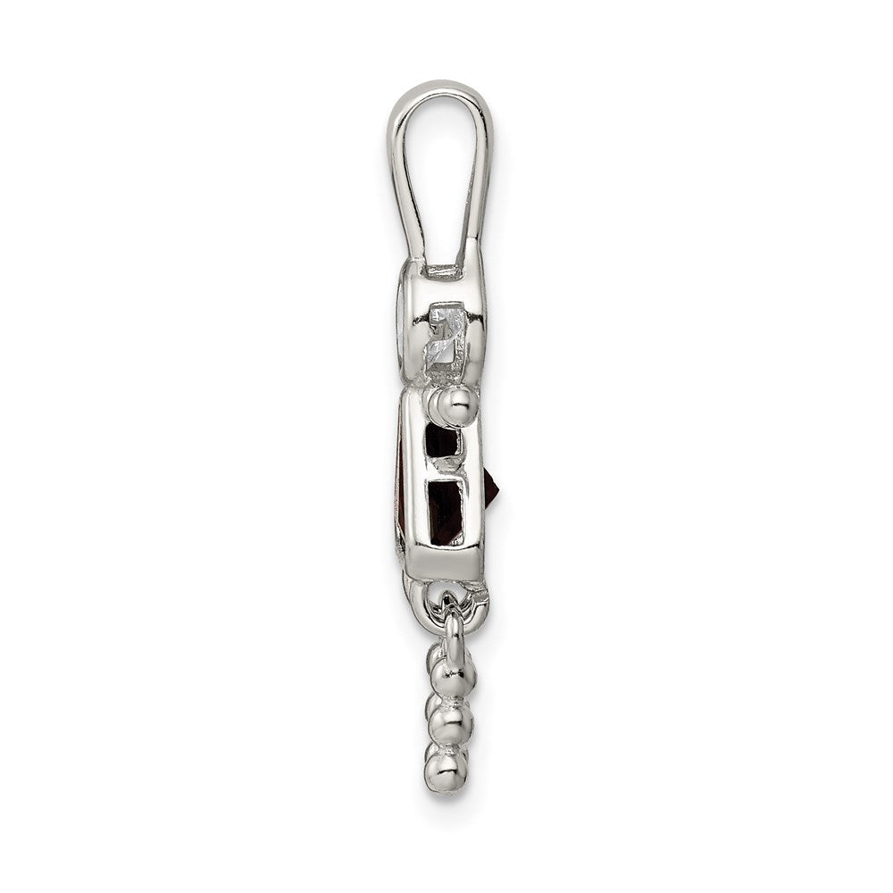 Sterling Silver Rhodium-plated CZ & January Glass Girl Pendant