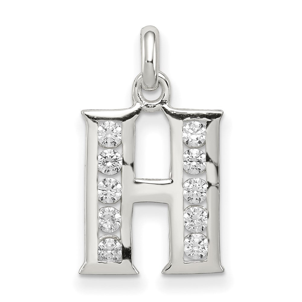 Sterling Silver White CZ Letter H Initial Pendant