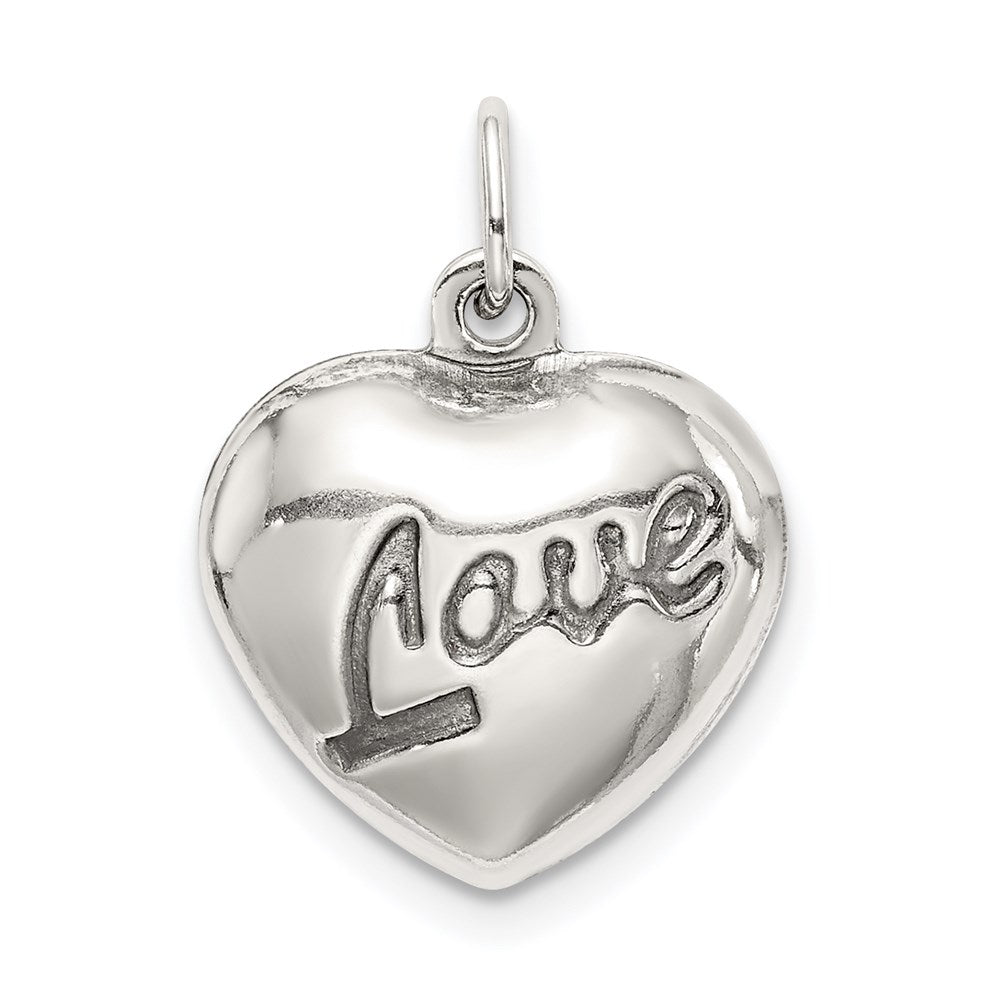 Sterling Silver Love Puffed Heart Charm