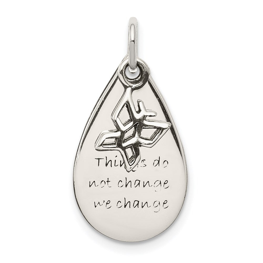 Sterling Silver Things Do Not Change Rain Drop/Butterfly Charm