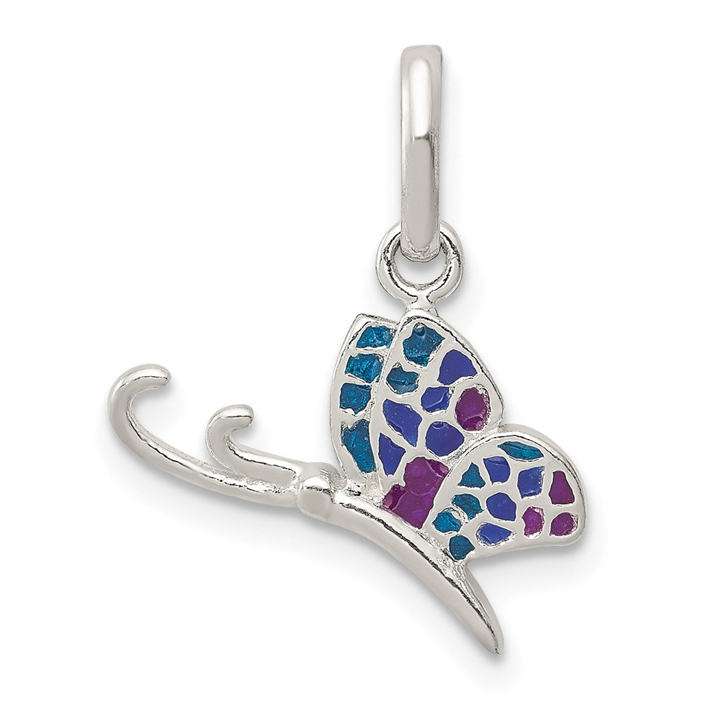 Sterling Silver Enameled Butterfly Charm