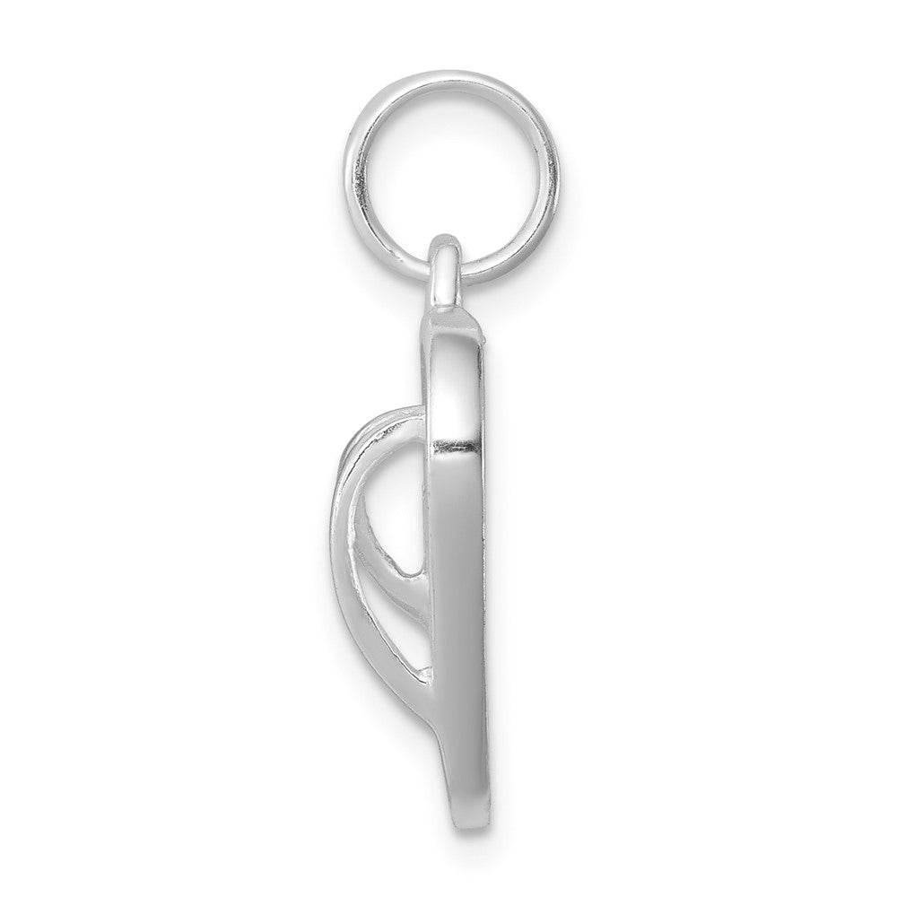 Sterling Silver Rhodium-plated Polished Flip Flop Charm