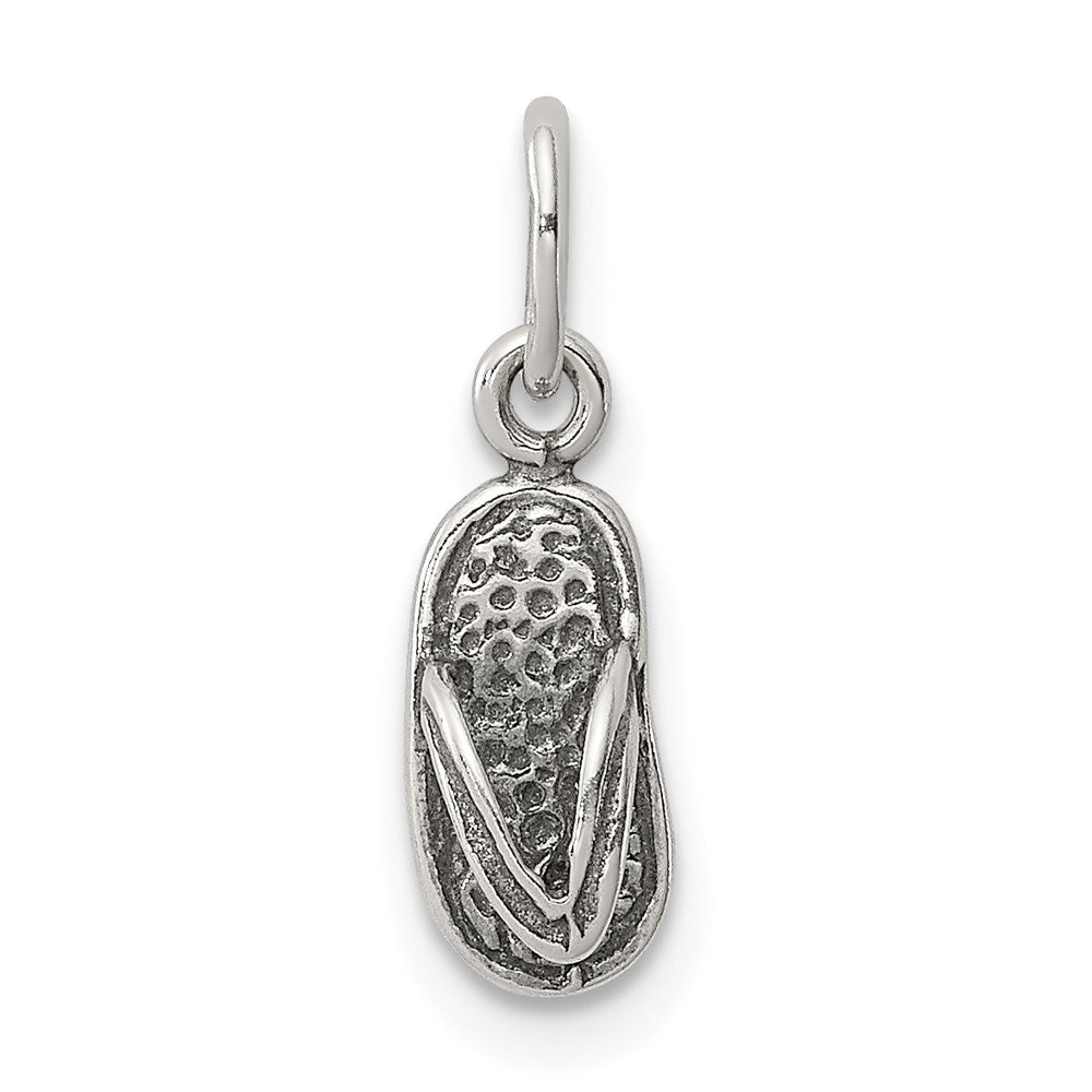 Sterling Silver Antiqued& Textured Flip Flop Children's Charm