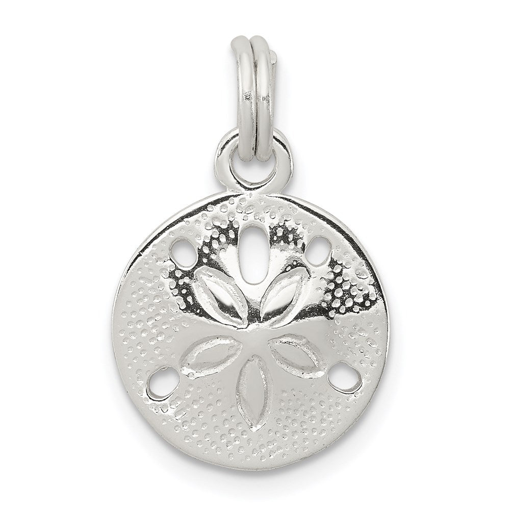 Sterling Silver Rhodium-plated Polished Sand Dollar Charm