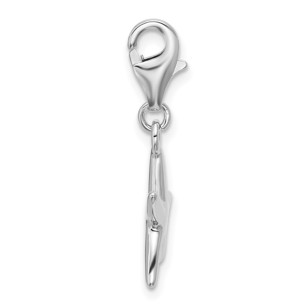 Sterling Silver Rhodium-plated Polished Starfish Charm