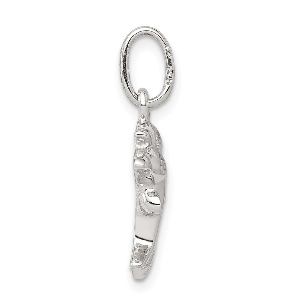 Sterling Silver Rhodium-plated Polished Dolphin Charm