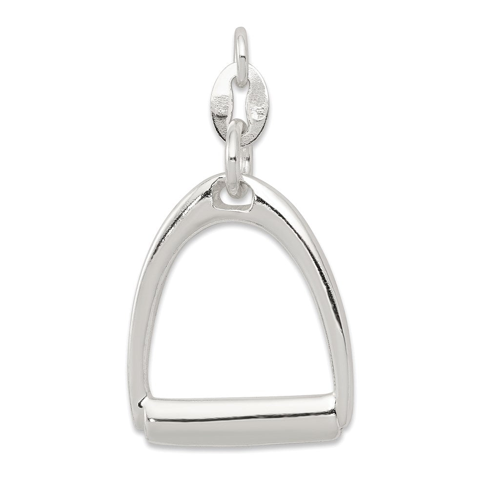 Sterling Silver Large Polished Horse Stirrup Charm