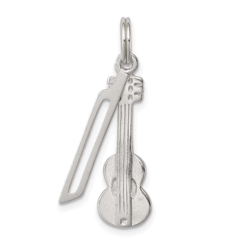 Sterling Silver Polished Violin & Bow Charm