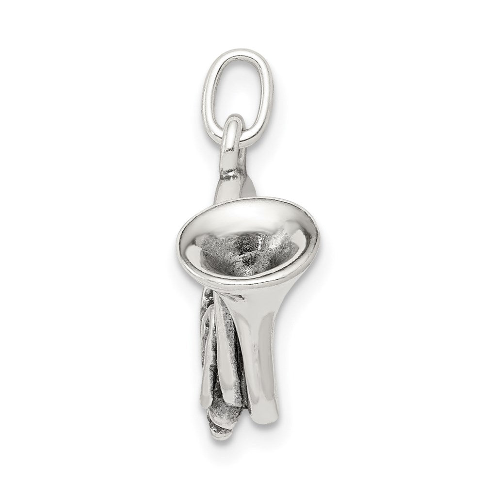 Sterling Silver Antiqued French Horn Charm