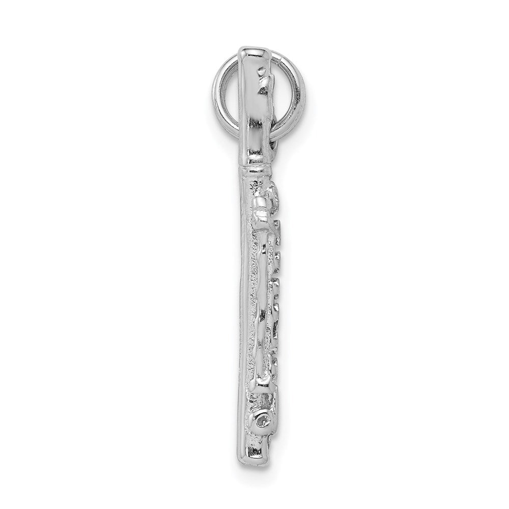 Sterling Silver Rhodium-platedPolished Flute Charm