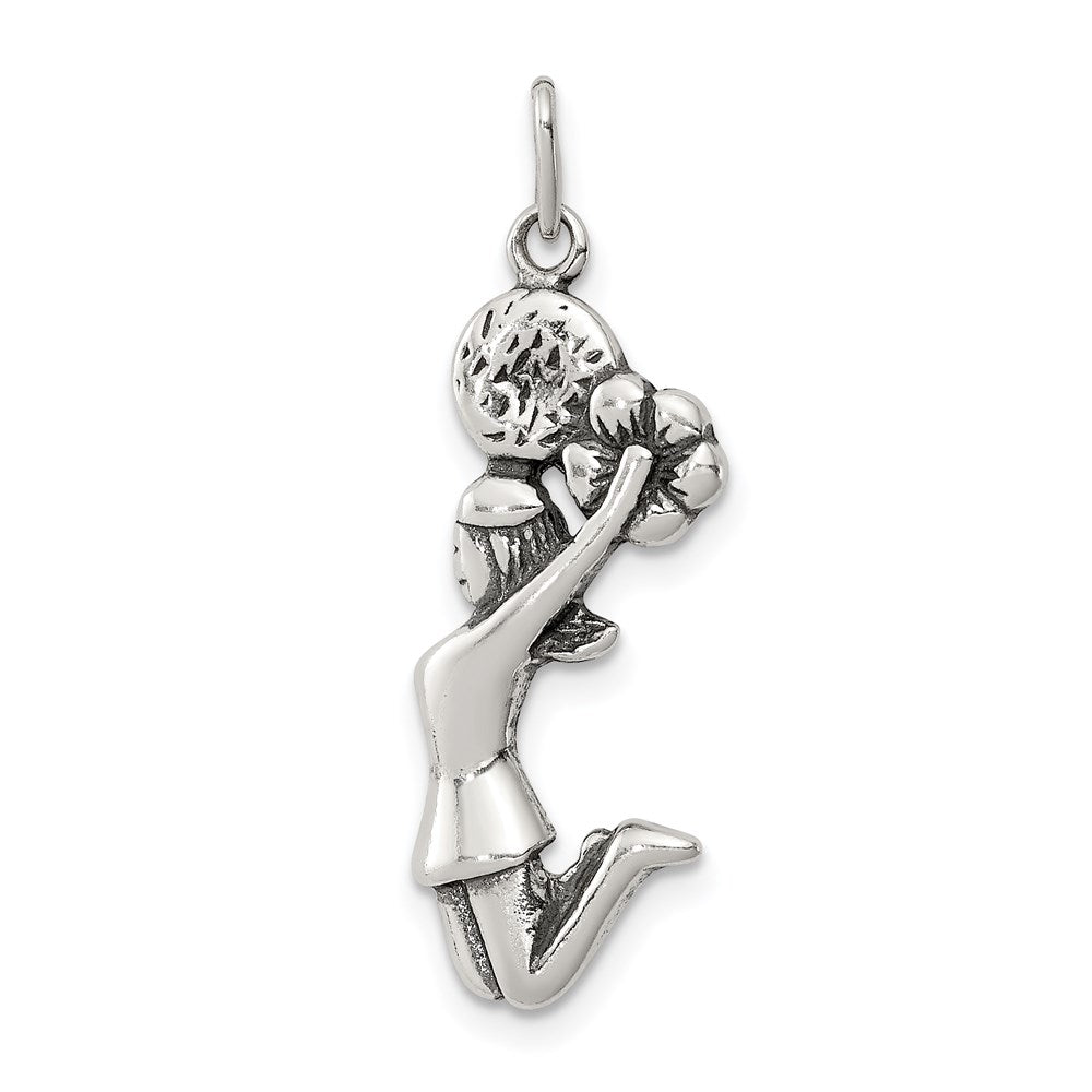 Sterling Silver Antiqued Cheerleader Charm