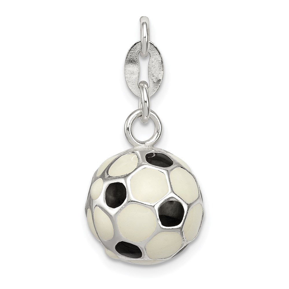 Sterling Silver Enameled Soccer Ball Charm