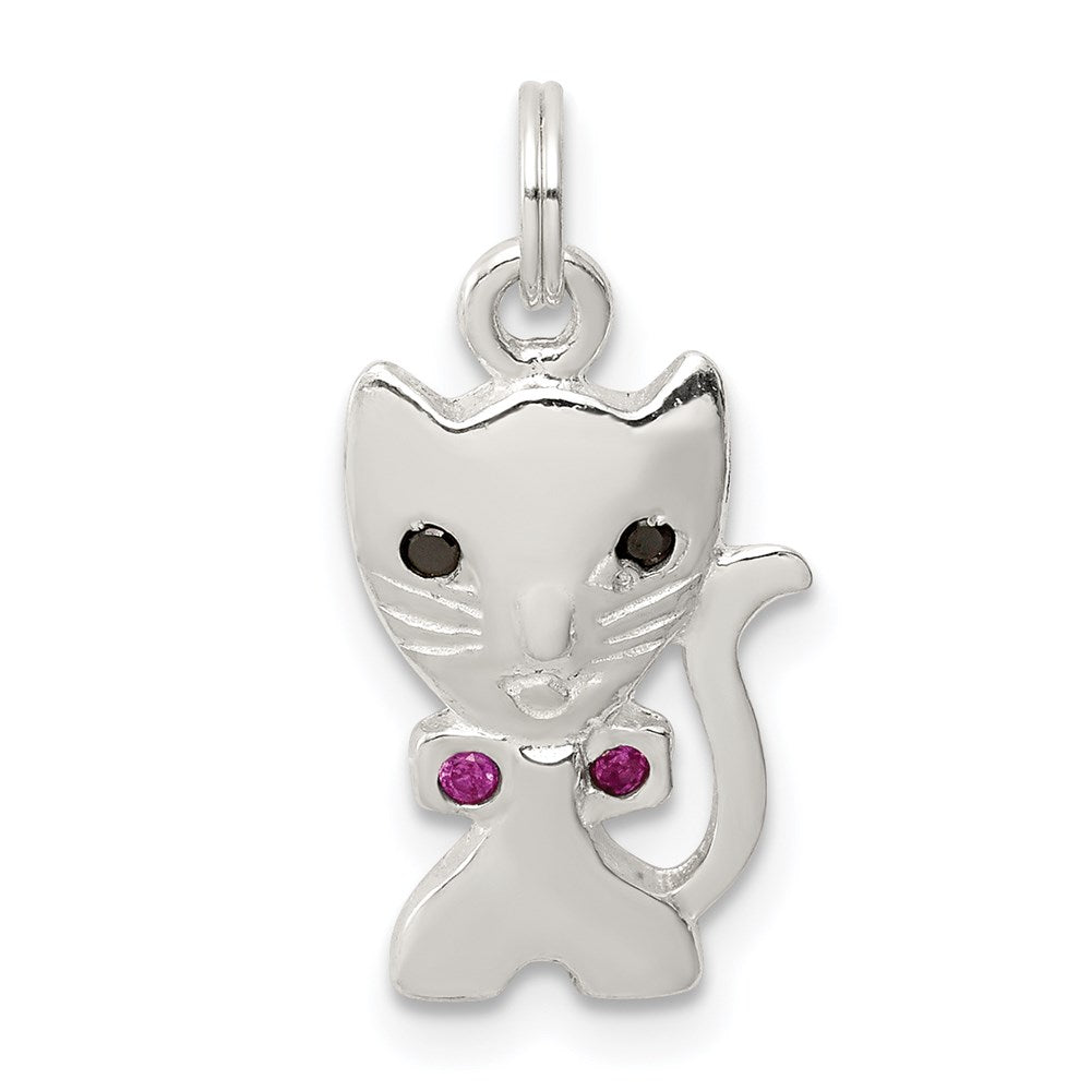 Sterling Silver Enameled Cat Charm