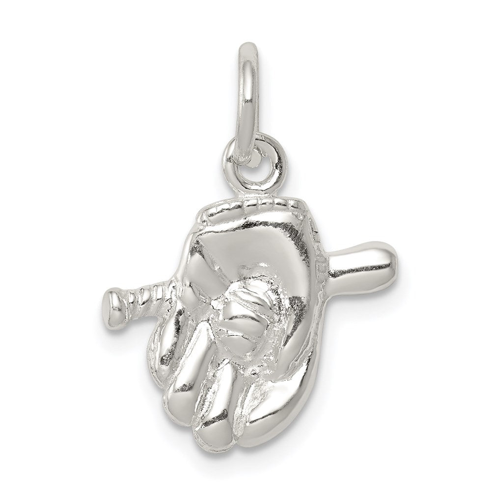 Sterling Silver Baseball Glove & Bat Charm