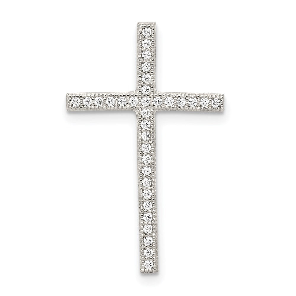 Sterling Silver Rhodium-plated Micro Pave Cross Pendant