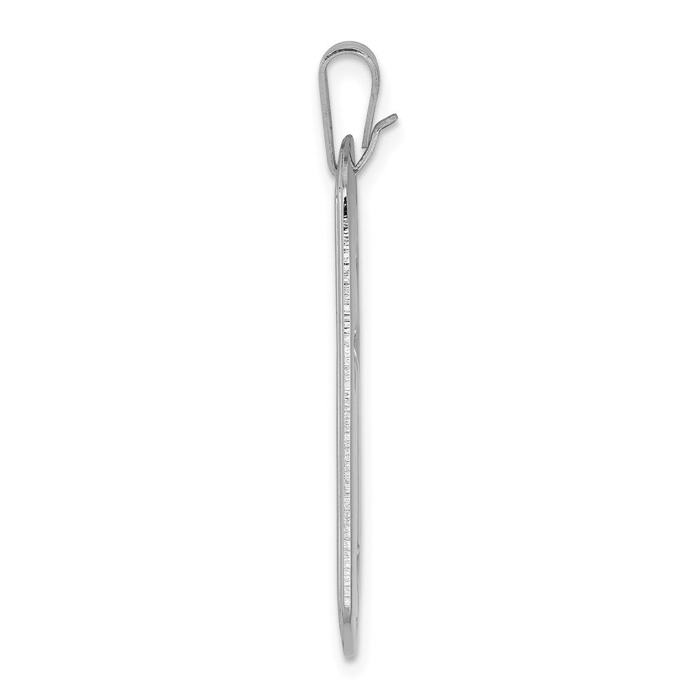 Sterling Silver Platinum-plated Polished Dog Tag with Cut-out Cross Pendant