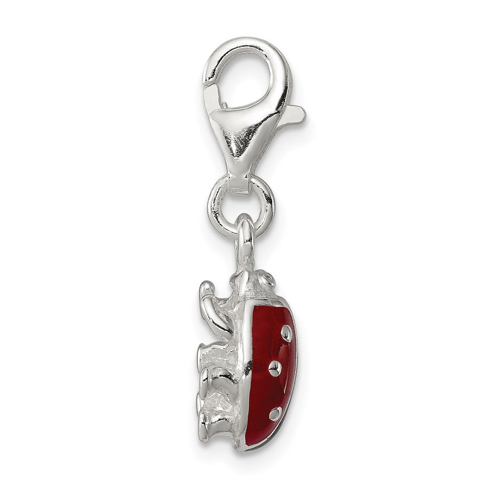 Sterling Silver Black/Red Enameled Ladybug Charm with Lobster Clasp